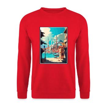 Adana Türkei Vintage Reiseposter WPA Souvenir - Unisex Pullover - Rot - Vorne - Alina (178cm) & Michal (187cm)