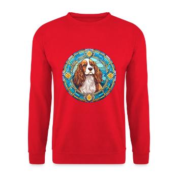 Saint Usuge Spaniel Hunderasse Buntglas Farbe - Unisex Pullover - Rot - Vorne - Alina (178cm) & Michal (187cm)