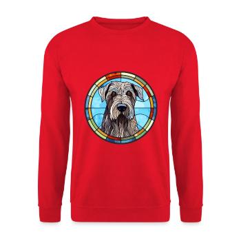 Riesenschnauzer Hunderasse Buntes Glas Buntes W - Unisex Pullover - Rot - Vorne - Alina (178cm) & Michal (187cm)