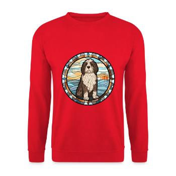 Friesische Wasserhundrasse Buntes Glas - Unisex Pullover - Rot - Vorne - Alina (178cm) & Michal (187cm)