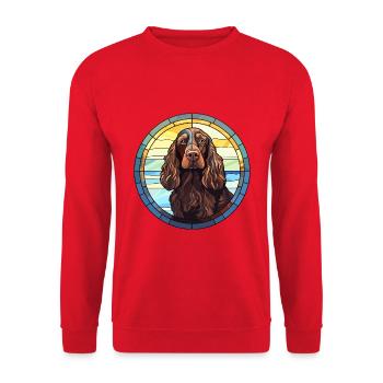 Boykin Spaniel Hund Rasse Buntes Glas Bunt Wa - Unisex Pullover - Rot - Vorne - Alina (178cm) & Michal (187cm)