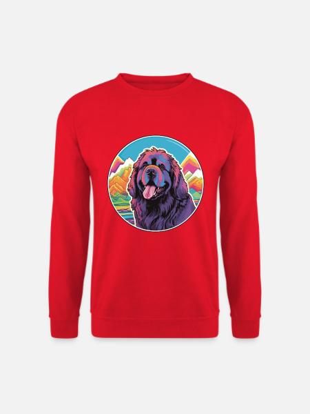 Neufundländer Hunderasse Cartoon Kawaii Aquarell - Unisex Pullover - Rot