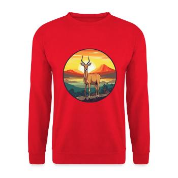 Impala Buntes Aquarell Cartoon Kawaii Tier - Unisex Pullover - Rot - Vorne - Alina (178cm) & Michal (187cm)