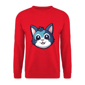 Ägäische Katze Karikatur Aquarell Illustration - Unisex Pullover - Rot - Vorne - Alina (178cm) & Michal (187cm)