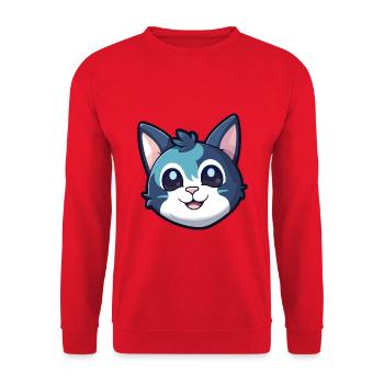 Ägäische Katze Karikatur Aquarell Illustration - Unisex Pullover - Rot - Vorne - Alina (178cm) & Michal (187cm)