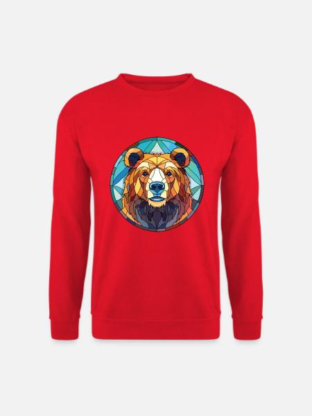 Bär buntes Aquarell Tier Haustier Illustration - Unisex Pullover - Rot