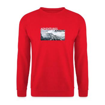 ADVENTURE AWAITS - Unisex Pullover - Rot - Vorne - Alina (178cm) & Michal (187cm)