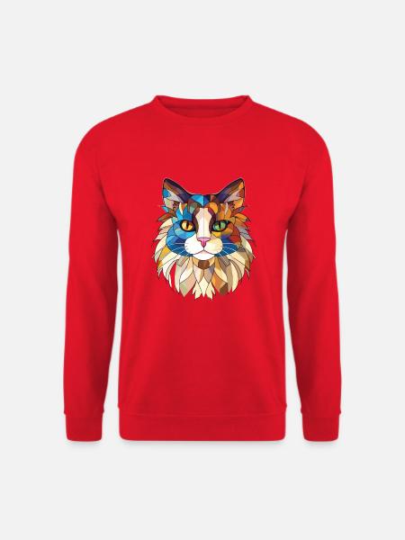 Ragdoll Katze Rasse bunte Aquarell Illustration - Unisex Pullover - Rot