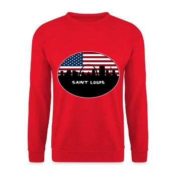 Saint Louis Missouri USA Flagge Skyline Reisen Souve - Unisex Pullover - Rot - Vorne - Alina (178cm) & Michal (187cm)