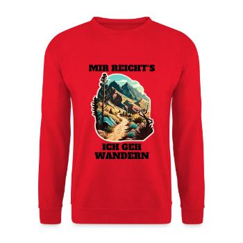 Bergpfad im Sonnenlicht Sticker - Unisex Pullover - Rot - Vorne - Alina (178cm) & Michal (187cm)