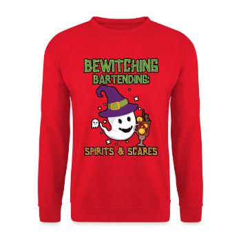 Verhexendes Bartending: Geister & Schreckgespenste - Unisex Pullover - Rot - Vorne - Alina (178cm) & Michal (187cm)