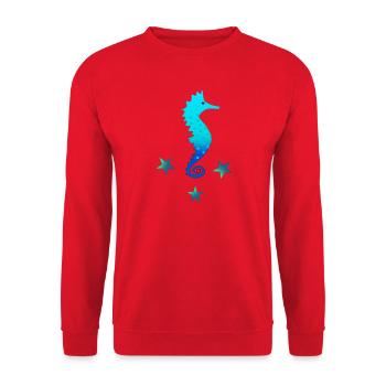 Seepferdchen blau Schwimmen lernen - Unisex Pullover - Rot - Vorne - Alina (178cm) & Michal (187cm)