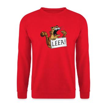 hungrige Katze (leer) - Unisex Pullover - Rot - Vorne - Alina (178cm) & Michal (187cm)