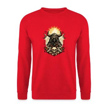 Rabenkrieger-Sonnenkranz - Unisex Pullover - Rot - Vorne - Alina (178cm) & Michal (187cm)