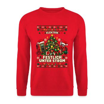 Elektrik - Festlich unter Strom - Unisex Pullover - Rot - Vorne - Alina (178cm) & Michal (187cm)