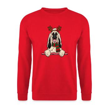 Weihnachten Afghanischer Windhund - Unisex Pullover - Rot - Vorne - Alina (178cm) & Michal (187cm)