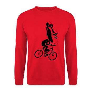 Osterinsel-Fahrradtour (Schwarz) - Unisex Pullover - Rot - Vorne - Alina (178cm) & Michal (187cm)