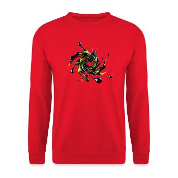 Giftiger Neon-Flüssigchromwirbel - Unisex Pullover - Rot - Vorne - Alina (178cm) & Michal (187cm)