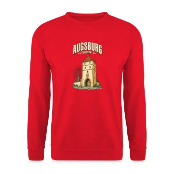 Augsburg Vogeltor - Unisex Pullover - Rot - Vorne - Alina (178cm) & Michal (187cm)