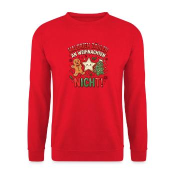 Lustiges Weihnachtsmotiv  - Unisex Pullover - Rot - Vorne - Alina (178cm) & Michal (187cm)