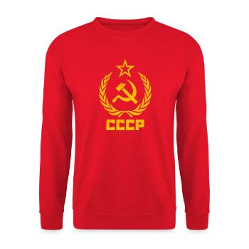 CCCP - UdSSR - Sowjetunion - Russland - Hammer - Unisex Pullover - Rot - Vorne - Alina (178cm) & Michal (187cm)