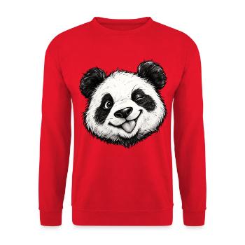 Lustiger Panda-Zunge rausgestreckt, süßer Panda-Liebhaber-Humor - Unisex Pullover - Rot - Vorne - Alina (178cm) & Michal (187cm)