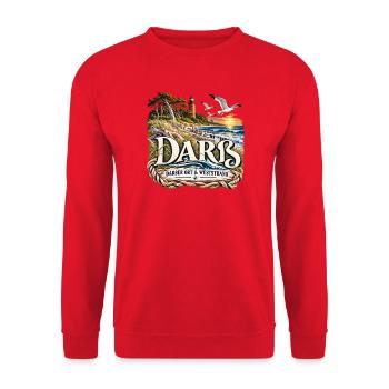 Darß Küstenlogo Nautik - Unisex Pullover - Rot - Vorne - Alina (178cm) & Michal (187cm)