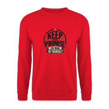 Behalte das Versprechen dir selbst - Unisex Pullover - Rot - Vorne - Alina (178cm) & Michal (187cm)