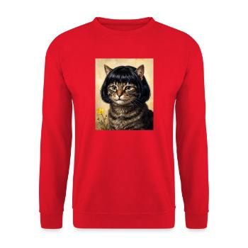 Lustige Katze Bob Haarschnitt - Unisex Pullover - Rot - Vorne - Alina (178cm) & Michal (187cm)