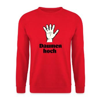 Daumen hoch - Unisex Pullover - Rot - Vorne - Alina (178cm) & Michal (187cm)