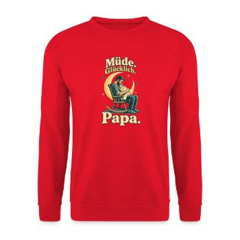 Frischgebackener Papa Schlafmangel Humor - Unisex Pullover - Rot - Vorne - Alina (178cm) & Michal (187cm)