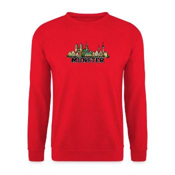 Münster Skyline Stadtmotiv - Unisex Pullover - Rot - Vorne - Alina (178cm) & Michal (187cm)