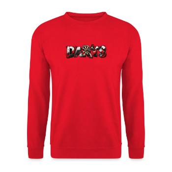 Darts Metallkunst Bullseye - Unisex Pullover - Rot - Vorne - Alina (178cm) & Michal (187cm)