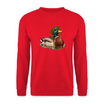 Stockente mit Pondweed-Krone - Unisex Pullover - Rot - Vorne - Alina (178cm) & Michal (187cm)