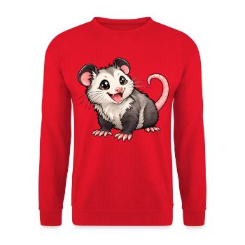 Kawaii Opossum – Süßer Beutelratten-Charme - Unisex Pullover - Rot - Vorne - Alina (178cm) & Michal (187cm)
