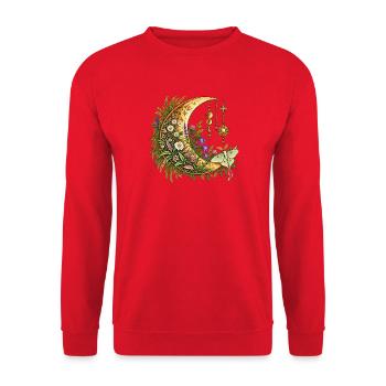 Mondflora-Crescent mit Wildblumen - Unisex Pullover - Rot - Vorne - Alina (178cm) & Michal (187cm)