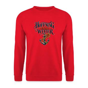 Glaube & Hoffnung – Vertrauen trägt weiter - Unisex Pullover - Rot - Vorne - Alina (178cm) & Michal (187cm)