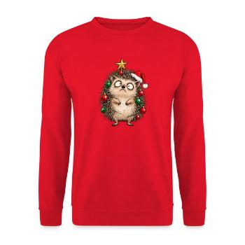 Hedgehog Christmas Tree – lustiges und skurriles Tier - Unisex Pullover - Rot - Vorne - Alina (178cm) & Michal (187cm)
