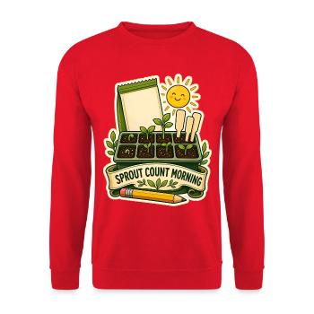SPROUT COUNT MORNING Pflanzen - Unisex Pullover - Rot - Vorne - Alina (178cm) & Michal (187cm)