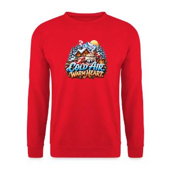 Goldene Winterlandschaft mit Kakao - Unisex Pullover - Rot - Vorne - Alina (178cm) & Michal (187cm)