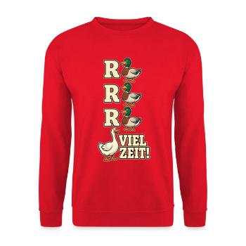 Rente Gans viel Zeit - Unisex Pullover - Rot - Vorne - Alina (178cm) & Michal (187cm)