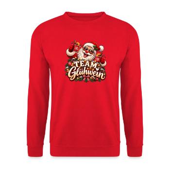 Team Glühwein Santa - Lustiges Gruppen Motiv - Unisex Pullover - Rot - Vorne - Alina (178cm) & Michal (187cm)