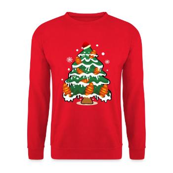 Weihnachten Franzbrötchen Weihnachtsbaum - Unisex Pullover - Rot - Vorne - Alina (178cm) & Michal (187cm)