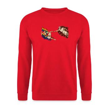 Die Erschaffung der Vielfalt – Regenbogen Pride - Unisex Pullover - Rot - Vorne - Alina (178cm) & Michal (187cm)