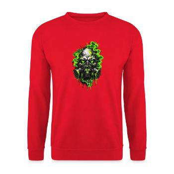 Neon-Totenkopf mit Gasmaske - Unisex Pullover - Rot - Vorne - Alina (178cm) & Michal (187cm)