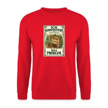 Ich kompostiere das Problem – Vintage-Garten - Unisex Pullover - Rot - Vorne - Alina (178cm) & Michal (187cm)