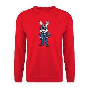 Polizei Hasen Cops - Unisex Pullover - Rot - Vorne - Alina (178cm) & Michal (187cm)