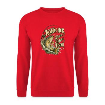 Karpfenangler Spruch Boilies Angelrute Papa - Unisex Pullover - Rot - Vorne - Alina (178cm) & Michal (187cm)