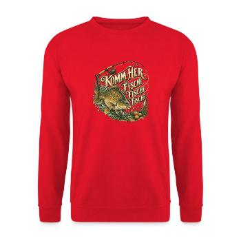 Lustiger Karpfenangler Spruch Boilies Angelrute - Unisex Pullover - Rot - Vorne - Alina (178cm) & Michal (187cm)