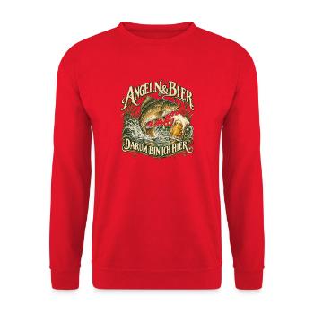 Angler Bier Karpfen Spiegelkarpfen Schilf - Unisex Pullover - Rot - Vorne - Alina (178cm) & Michal (187cm)